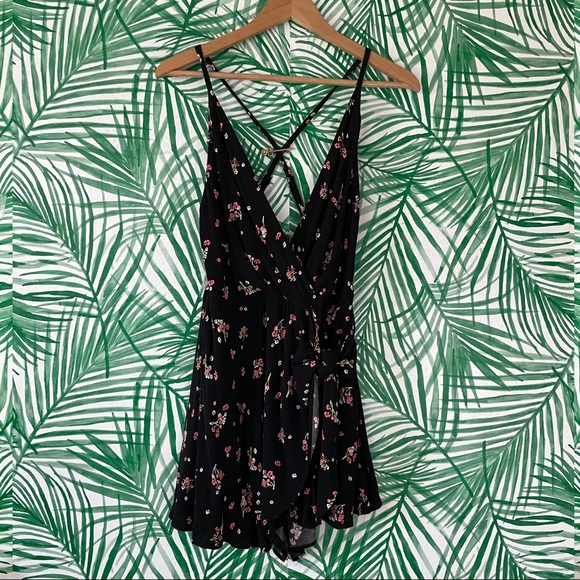 Free People Pants - Free People Black Floral Tango At Night Romper